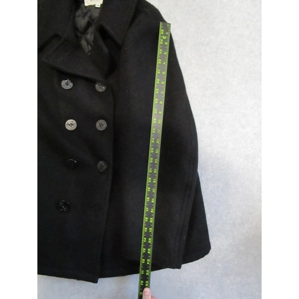 U.S. Navy Pea Coat‎ Wool Man's Size 46 Black Military Anchor Button Quilted 90s